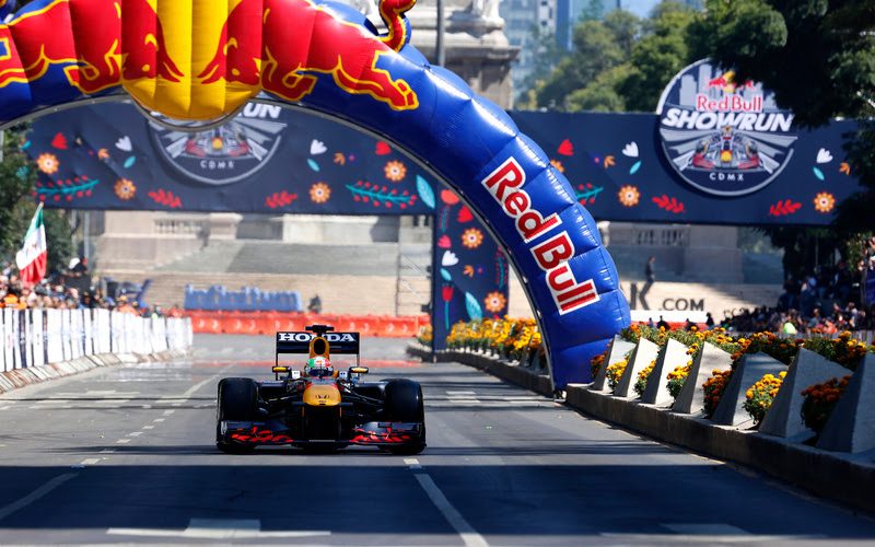 Sergio Perez in action during the Red Bull Show run in Mexico City, Mexico on November 3, 2021. // Mauricio Ramos / Red Bull Content Pool // SI202111040072 // Usage for editorial use only //